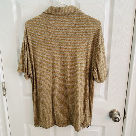 JOHNNIE-O Shirt Mens Size Medium Golden Yellow Striped Hangin' Out GOLF Polo - Picture 6 of 6